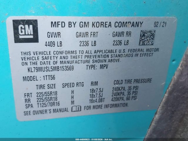 2021 CHEVROLET TRAILBLAZER KL79MUSL5MB153569 Photo 8