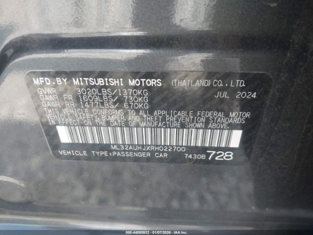 2024 MITSUBISHI MIRAGE ML32AUHJXRH022700 Photo 8
