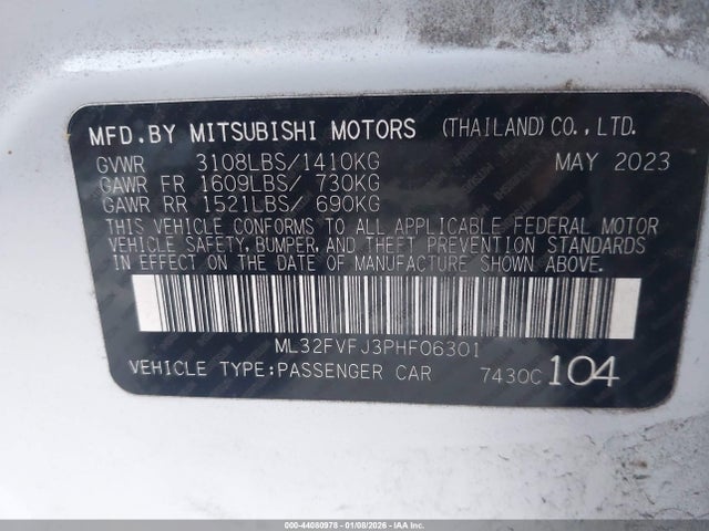 2023 MITSUBISHI MIRAGE G4 ML32FVFJ3PHF06301 Photo 8