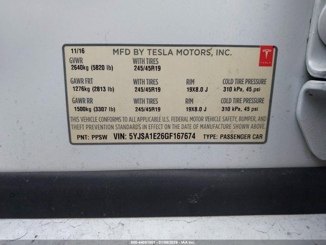 2016 TESLA MODEL S 5YJSA1E26GF167674 Photo 8