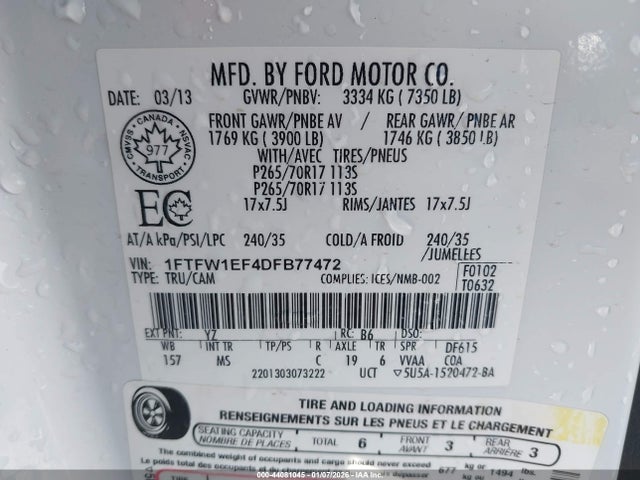 Продажа на аукционе авто 2013 Ford F-150 Xlt, vin: 1FTFW1EF4DFB77472, номер лота: 44081045