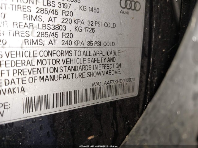 WA1LAAF7XHD030920 Audi Q7 3.0t Premium