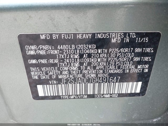 Subaru Forester 2.5i Premium 2016 JF2SJADC7GH491647 Image 9