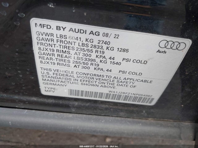 2022 AUDI Q4 E-TRON WA1J2BFZ1NP054982 Photo 8