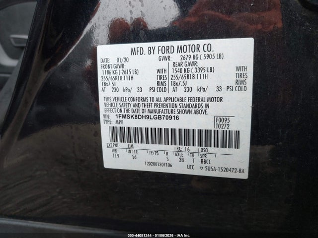 1FMSK8DH9LGB70916 Ford EXPLORER XLT