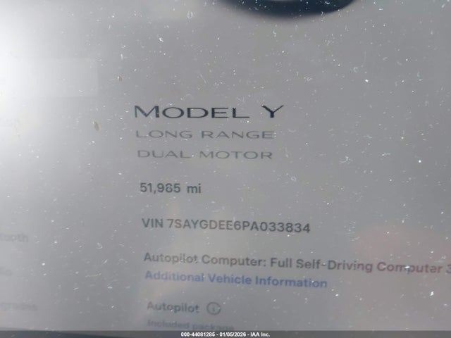 7SAYGDEE6PA033834 Tesla Model Y Awd/long Range Dual Motor All-wheel Drive