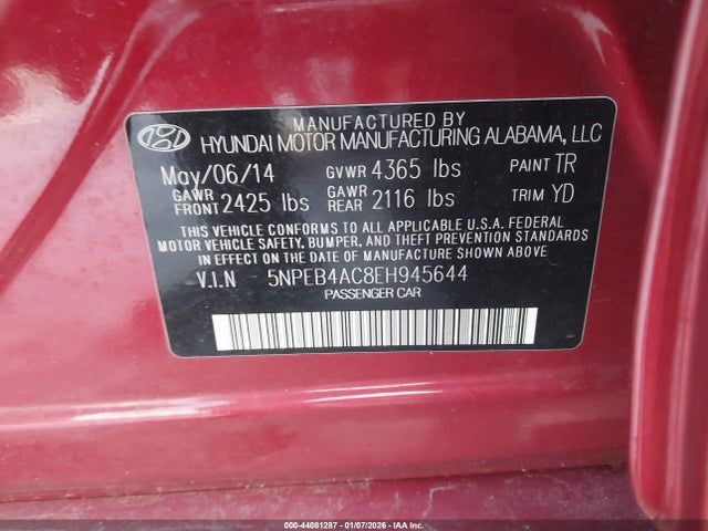 5NPEB4AC8EH945644 Hyundai SONATA GLS