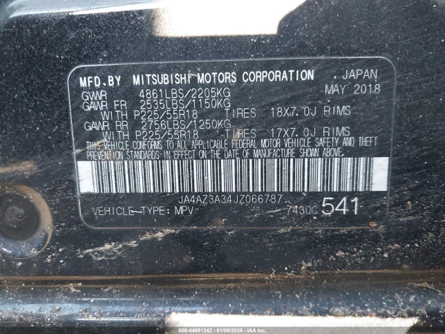 2018 MITSUBISHI OUTLANDER JA4AZ3A34JZ066787 Photo 8