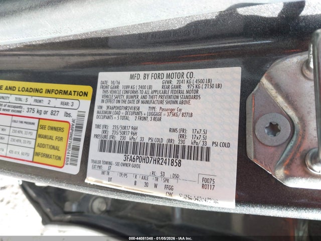Ford FUSION SE 2017 3FA6P0HD7HR241858 Image 9