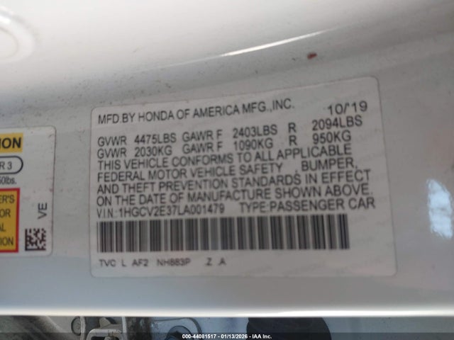 1HGCV2E37LA001479 Honda Accord Sport 2.0t