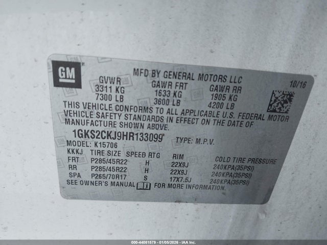1GKS2CKJ9HR133099 GMC YUKON DENALI