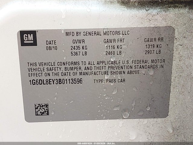 Продаж на аукціоні авто 2011 Cadillac Cts Performance, vin: 1G6DL8EY3B0113596, номер лоту: 44081624
