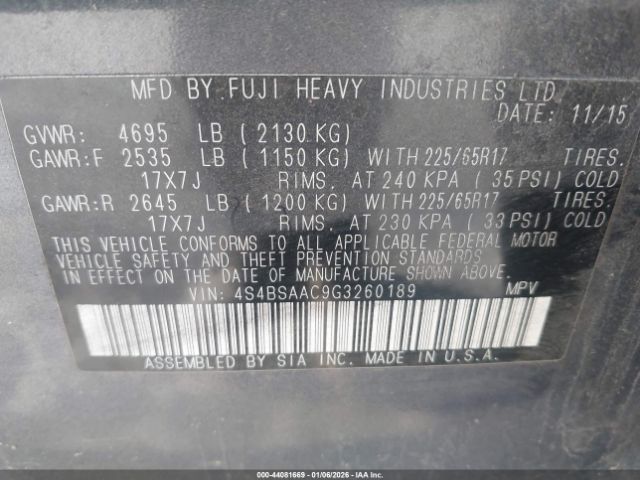2016 SUBARU OUTBACK 4S4BSAAC9G3260189 Photo 8