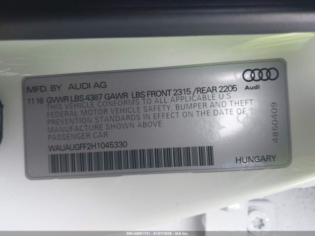 2017 AUDI A3 WAUAUGFF2H1045330 Photo 8