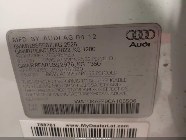 2012 AUDI Q5 WA1DKAFP9CA105506 Photo 8