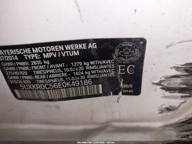 44081795 :رقم المزاد ، 5UXKR0C56E0K49186 vin ، 2014 Bmw X5 Xdrive35i مزاد بيع