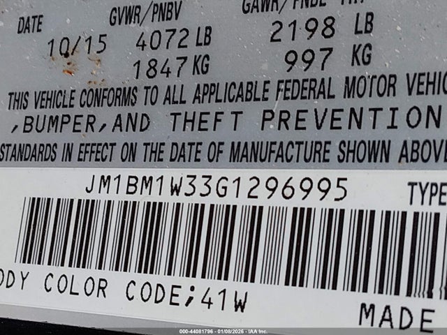 JM1BM1W33G1296995 Mazda Mazda3 S Touring