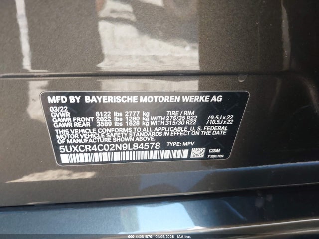5UXCR4C02N9L84578 BMW X5 Sdrive40i