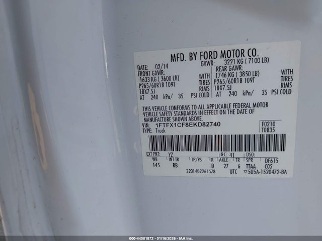 1FTFX1CF8EKD82740 Ford F-150 FX2