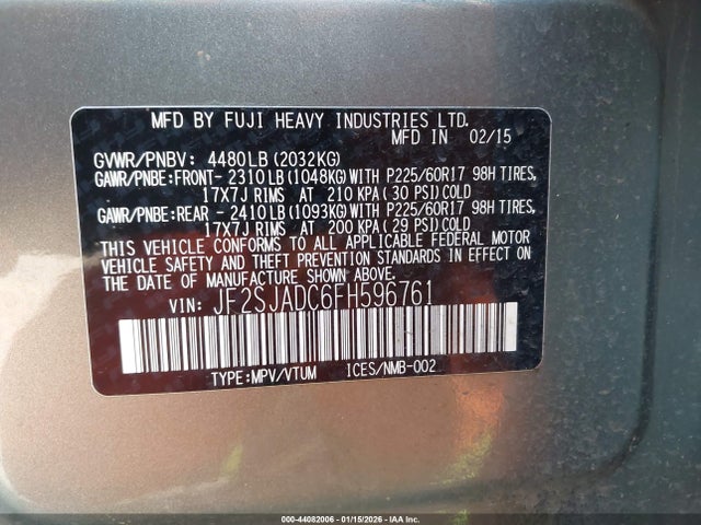 Subaru Forester 2.5i Premium 2015 JF2SJADC6FH596761 Image 9