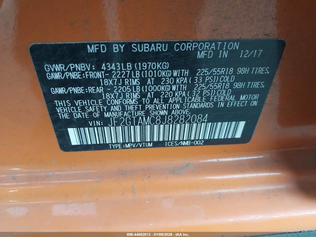 Subaru Crosstrek 2.0i Limited 2018 JF2GTAMC8J8282084 Image 9