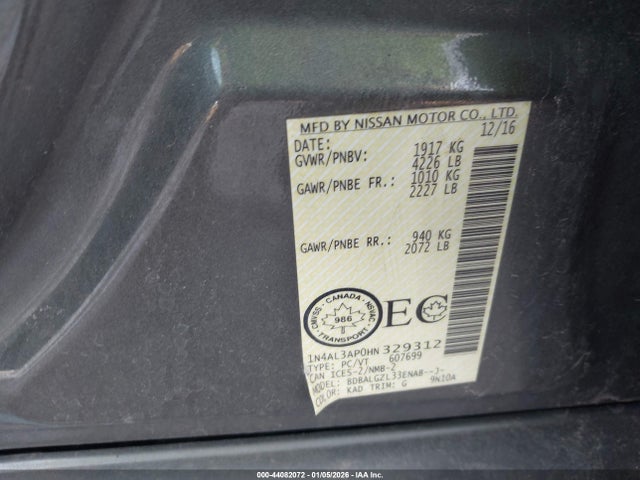 1N4AL3AP0HN329312 Nissan Altima 2.5/2.5 S/2.5 Sl/2.5 Sr/2.5 Sv