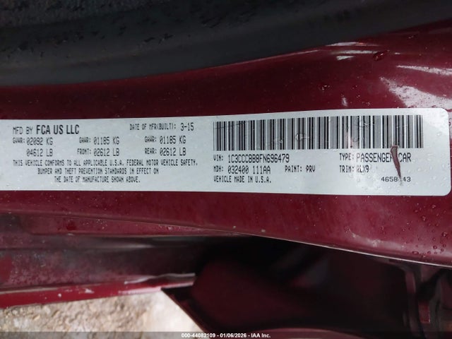 2015 Chrysler 200 S მანქანა იყიდება აუქციონზე, vin: 1C3CCCBB8FN696479, აუქციონის ნომერი: 44082109