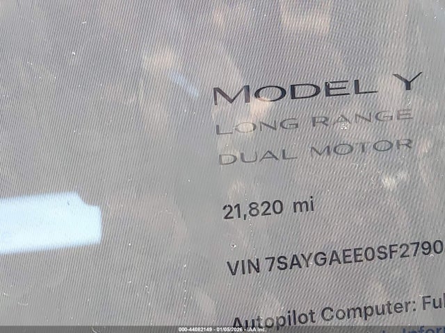 7SAYGAEE0SF279045 Tesla Model Y Long Range Dual Motor All-wheel Drive
