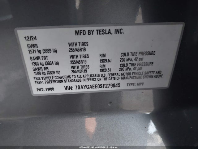 2025 TESLA MODEL Y 7SAYGAEE0SF279045 Photo 8