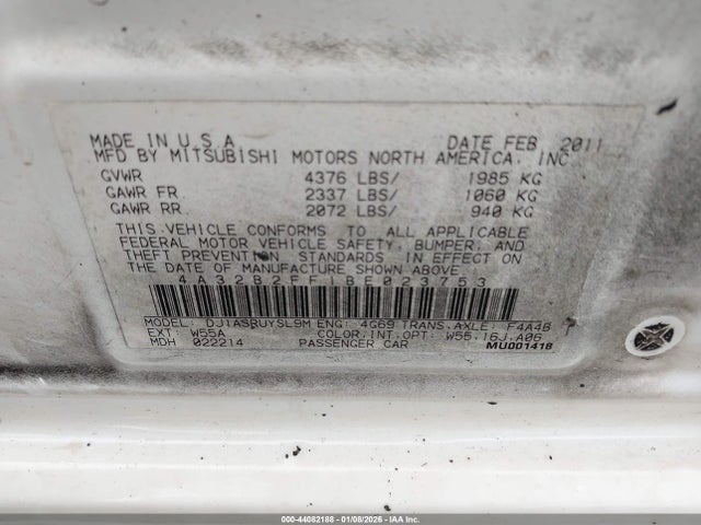 2011 MITSUBISHI GALANT 4A32B2FF1BE023753 Photo 8