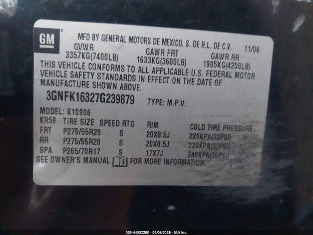 2007 CHEVROLET SUBURBAN 1500 3GNFK16327G239879 Photo 8