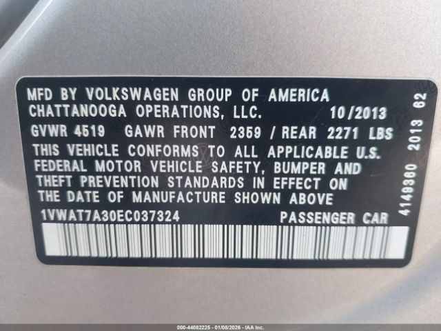 2014 VOLKSWAGEN PASSAT 1VWAT7A30EC037324 Photo 8