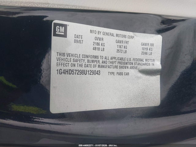 Aukcja sprzedaży 2008 Buick Lucerne Cxl, vin: 1G4HD57298U129043, numer aukcji: 44082271