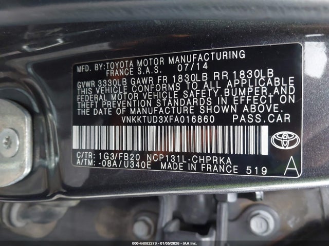 Toyota YARIS LE 2015 VNKKTUD3XFA016860 Image 9