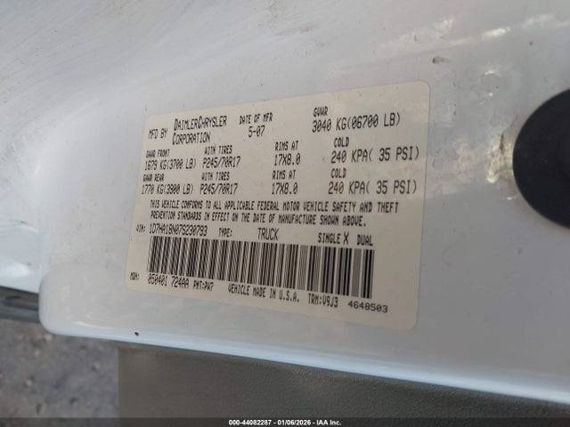 Продаж на аукціоні авто 2007 Dodge Ram 1500 Slt, vin: 1D7HA18N07S230793, номер лоту: 44082287