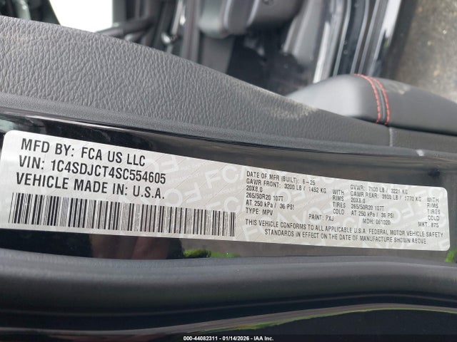 Продажа на аукционе авто 2025 Dodge Durango R/t Plus Awd, vin: 1C4SDJCT4SC554605, номер лота: 44082311