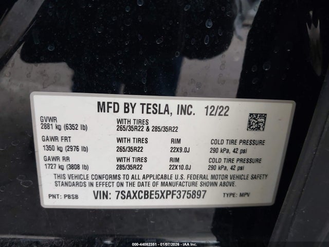 2023 TESLA MODEL X 7SAXCBE5XPF375897 Photo 8