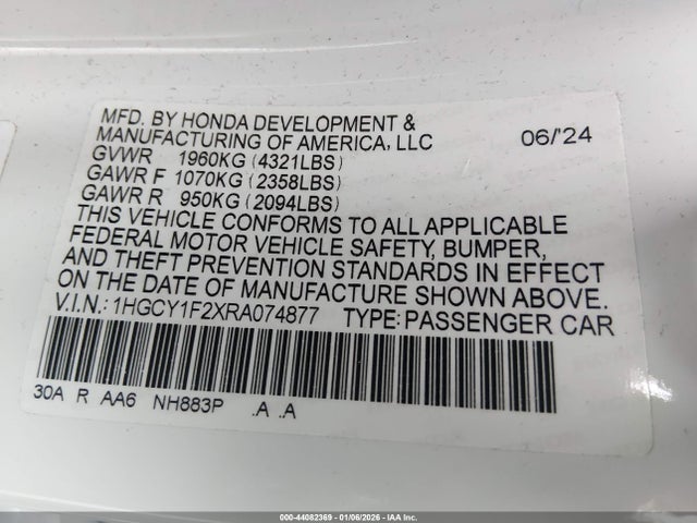 Продаж на аукціоні авто 2024 Honda Accord Lx, vin: 1HGCY1F2XRA074877, номер лоту: 44082369