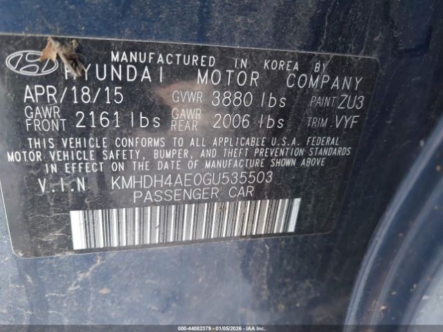2016 HYUNDAI ELANTRA KMHDH4AE0GU535503 Photo 8