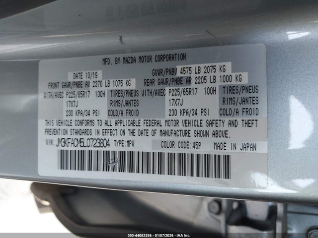 44082386 :رقم المزاد ، JM3KFACM5L0723804 vin ، 2020 Mazda Cx-5 Touring مزاد بيع