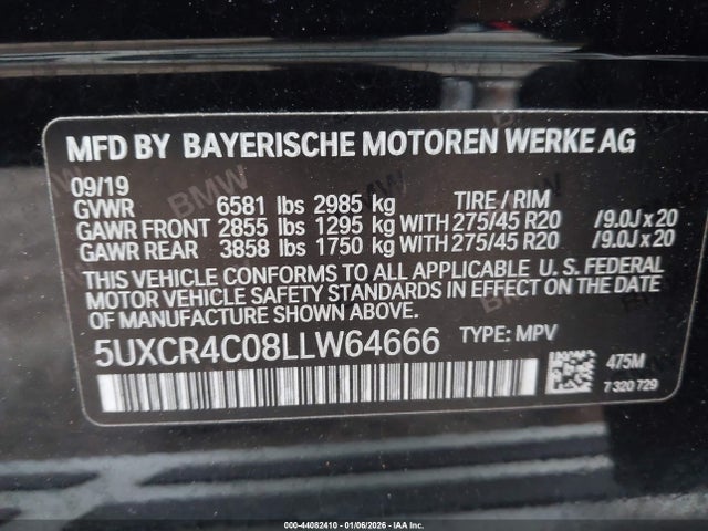 2020 BMW X5 5UXCR4C08LLW64666 Photo 8