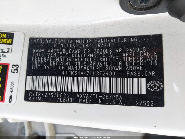 4T1K61AK7LU372490 Toyota CAMRY XSE