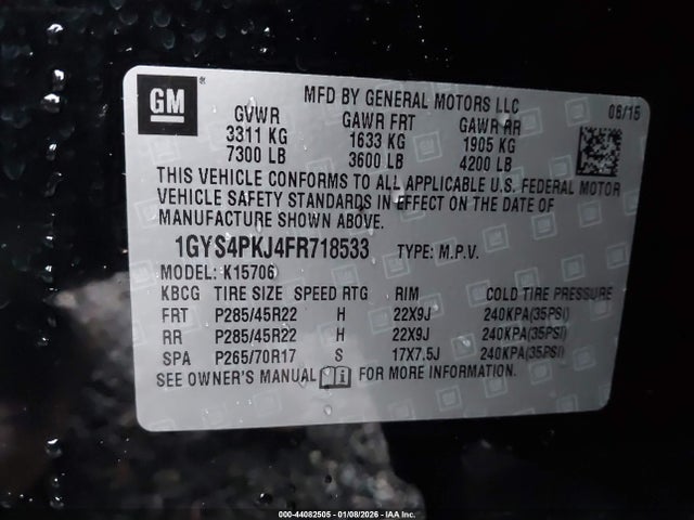 2015 CADILLAC ESCALADE 1GYS4PKJ4FR718533 Photo 8