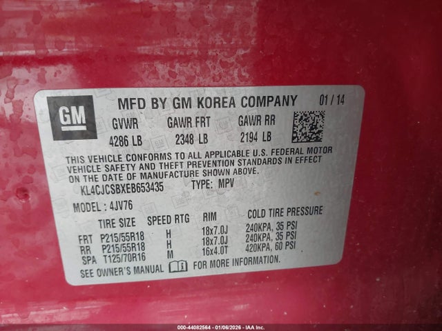 2014 BUICK ENCORE KL4CJCSBXEB653435 Photo 8