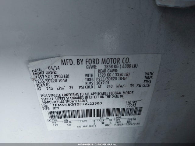 2014 FORD EXPLORER 1FM5K8GT2EGC23360 Photo 8