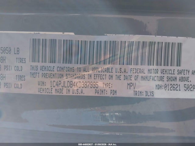 1C4PJLDB4KD387995 Jeep Cherokee Limited Fwd