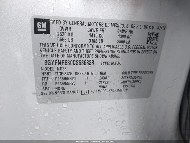 2012 CADILLAC SRX 3GYFNFE30CS636328 Photo 8