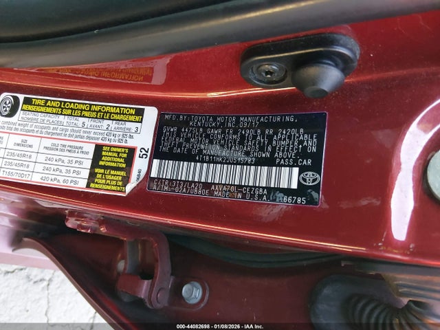 4T1B11HK2JU515783 Toyota CAMRY XLE