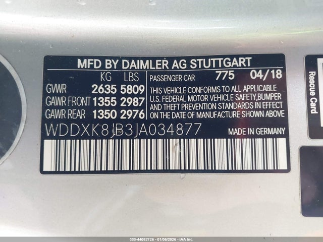 WDDXK8JB3JA034877 Mercedes-Benz Amg S 63 4matic