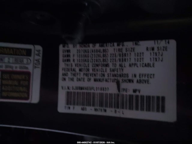 Honda CR-V EX 2015 5J6RM4H55FL018837 Image 9